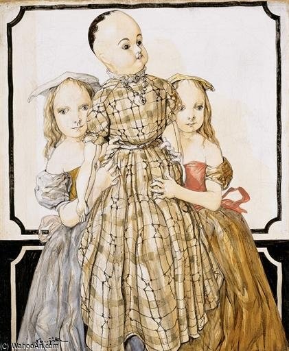 Deux Fillettes À La Poupée — Léonard Tsuguharu Foujita