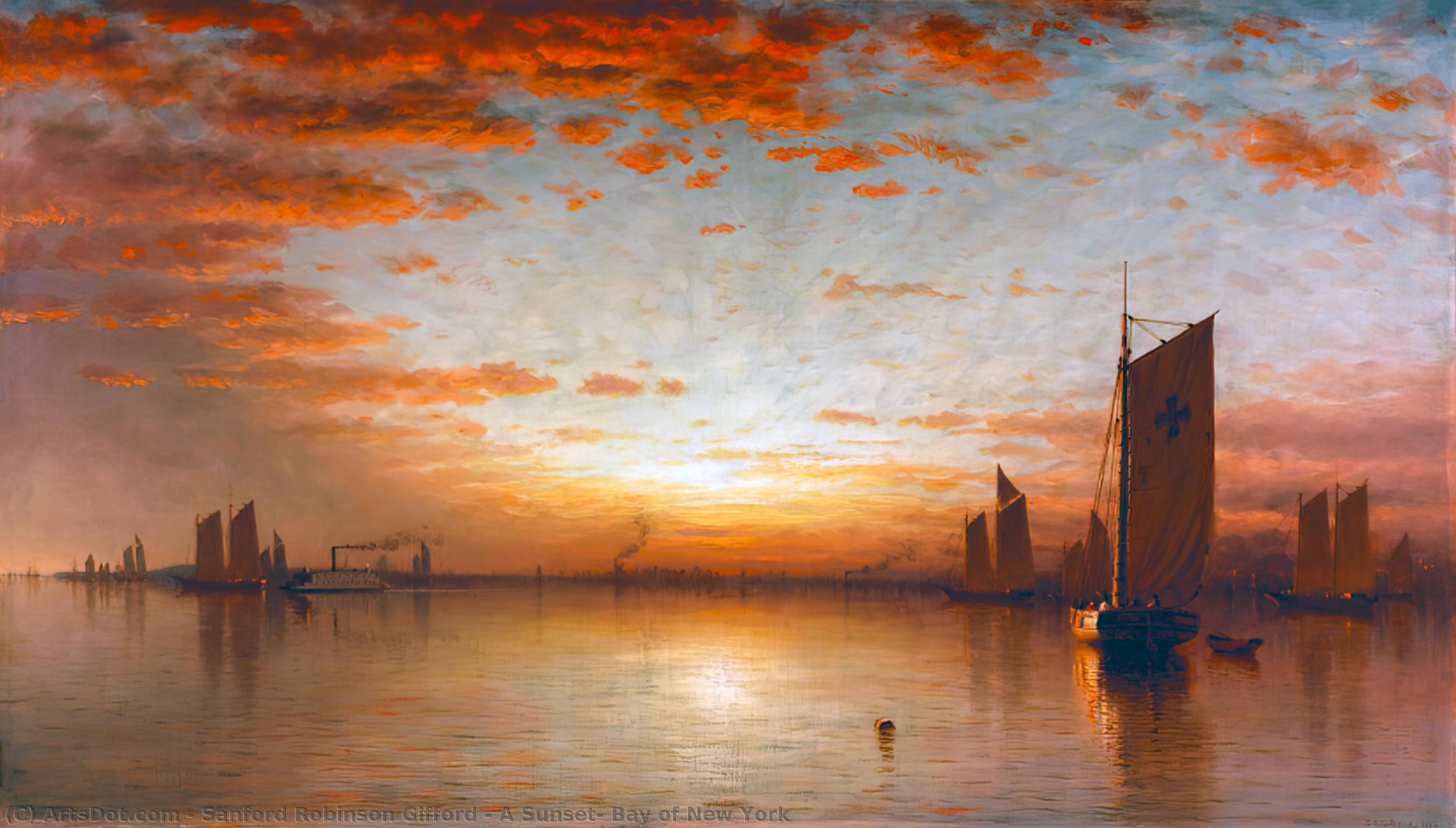 A Sunset, Bay Of New York — Sanford Robinson Gifford