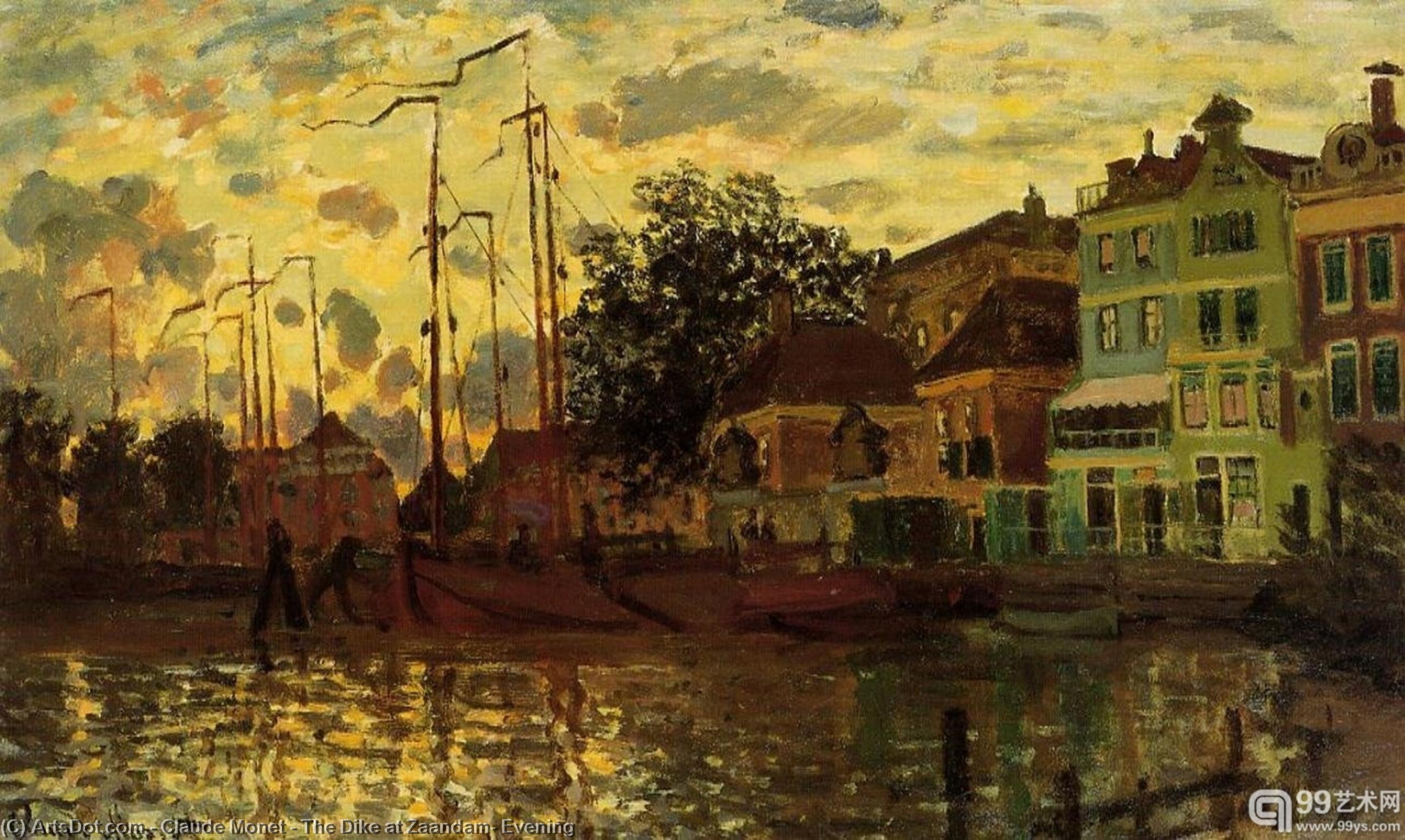 The Dike At Zaandam, Evening — Клод Моне
