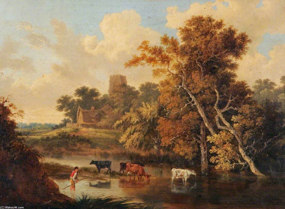 Cows In A Woodland Pool — John Berney Ladbrooke