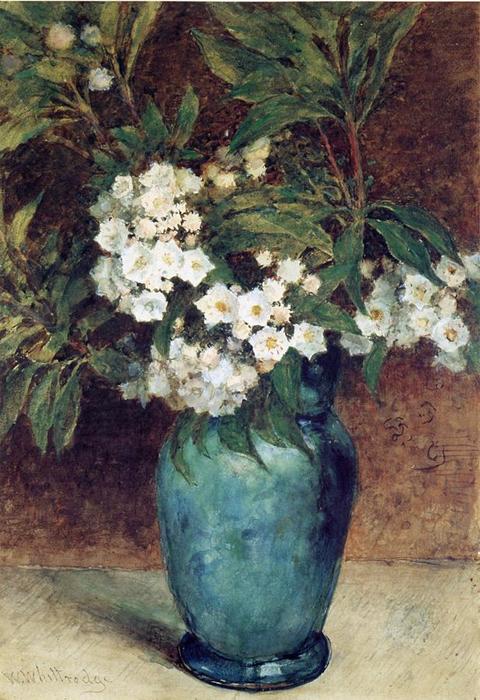 Laurel Blossoms In A Blue Vase — Thomas Worthington Whittredge