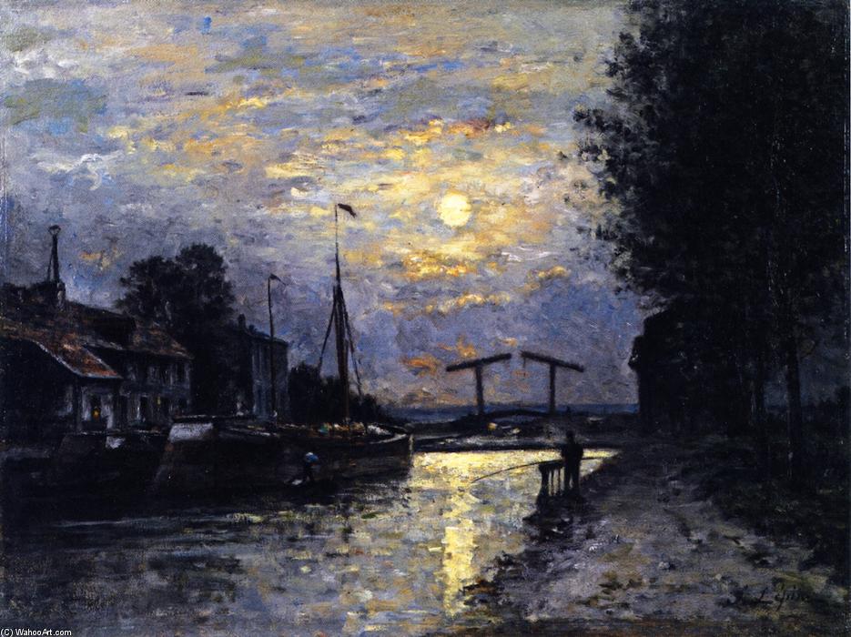Canal In Saint-denis, Effect Of Moonlight — Stanislas Lépine