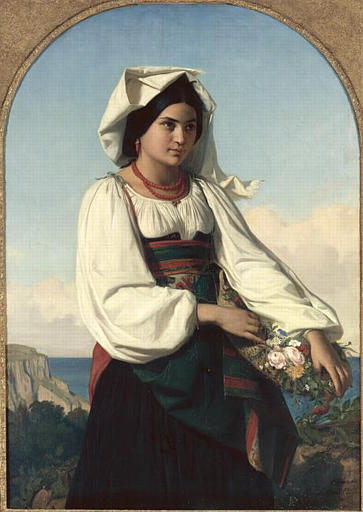 Jeune Fille Portant Des Fleurs (festa Dell'inflorenta) — Félix Joseph Barrias