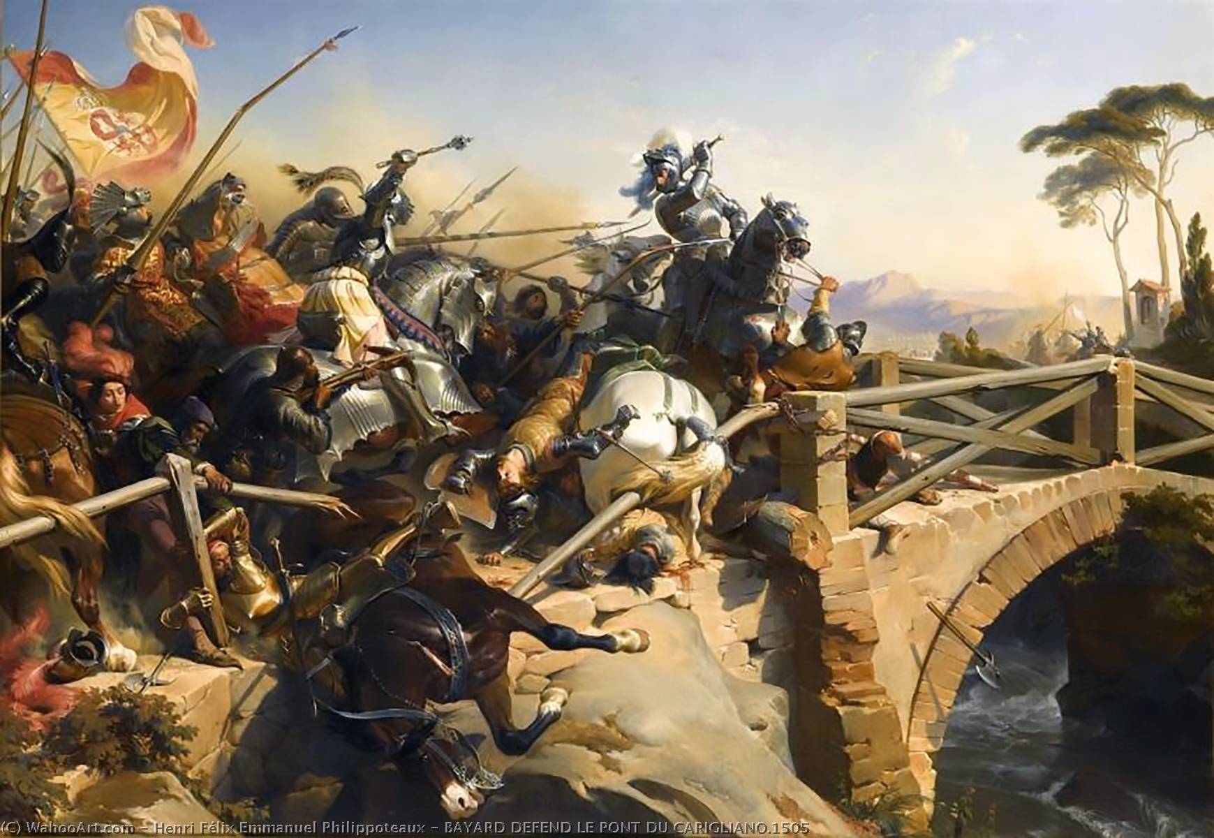 Bayard Defend Le Pont Du Carigliano.1505 — Henri Félix Emmanuel Philippoteaux