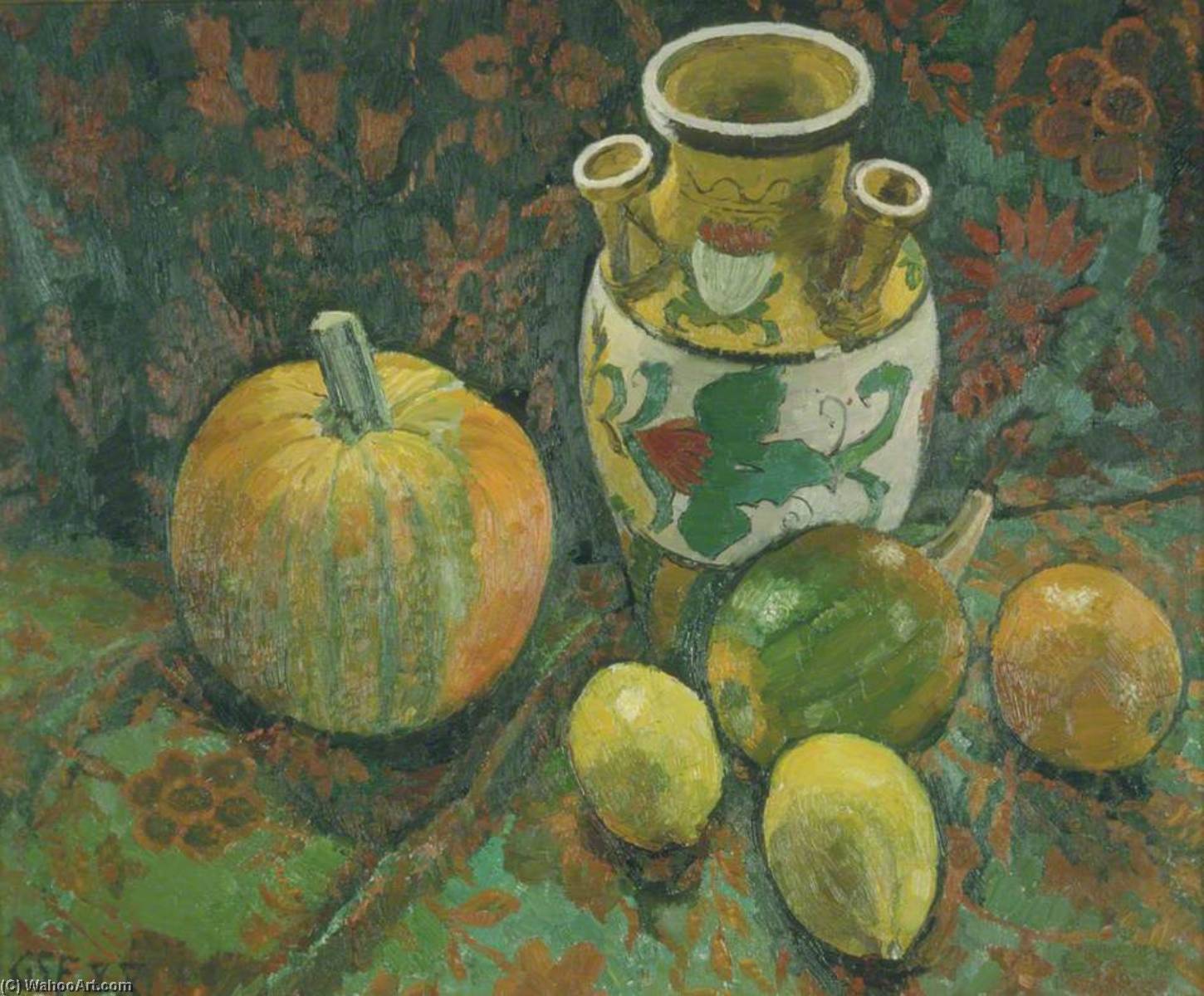 Still Life With A Jug, Pumpkin And Fruit — Džefri Skofkrojt Flečer