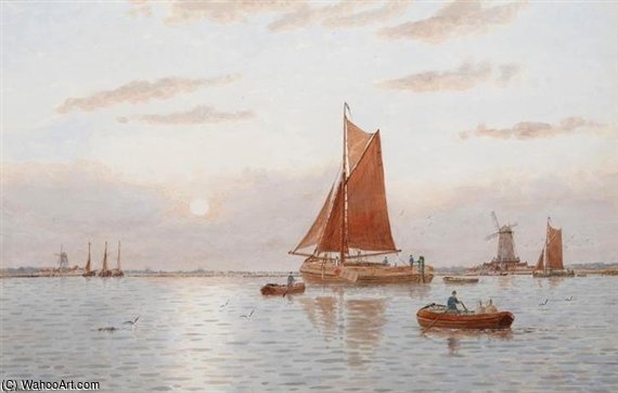 A Mizzen And Sailing Ship Off Gravesend — George Stanfield Walters