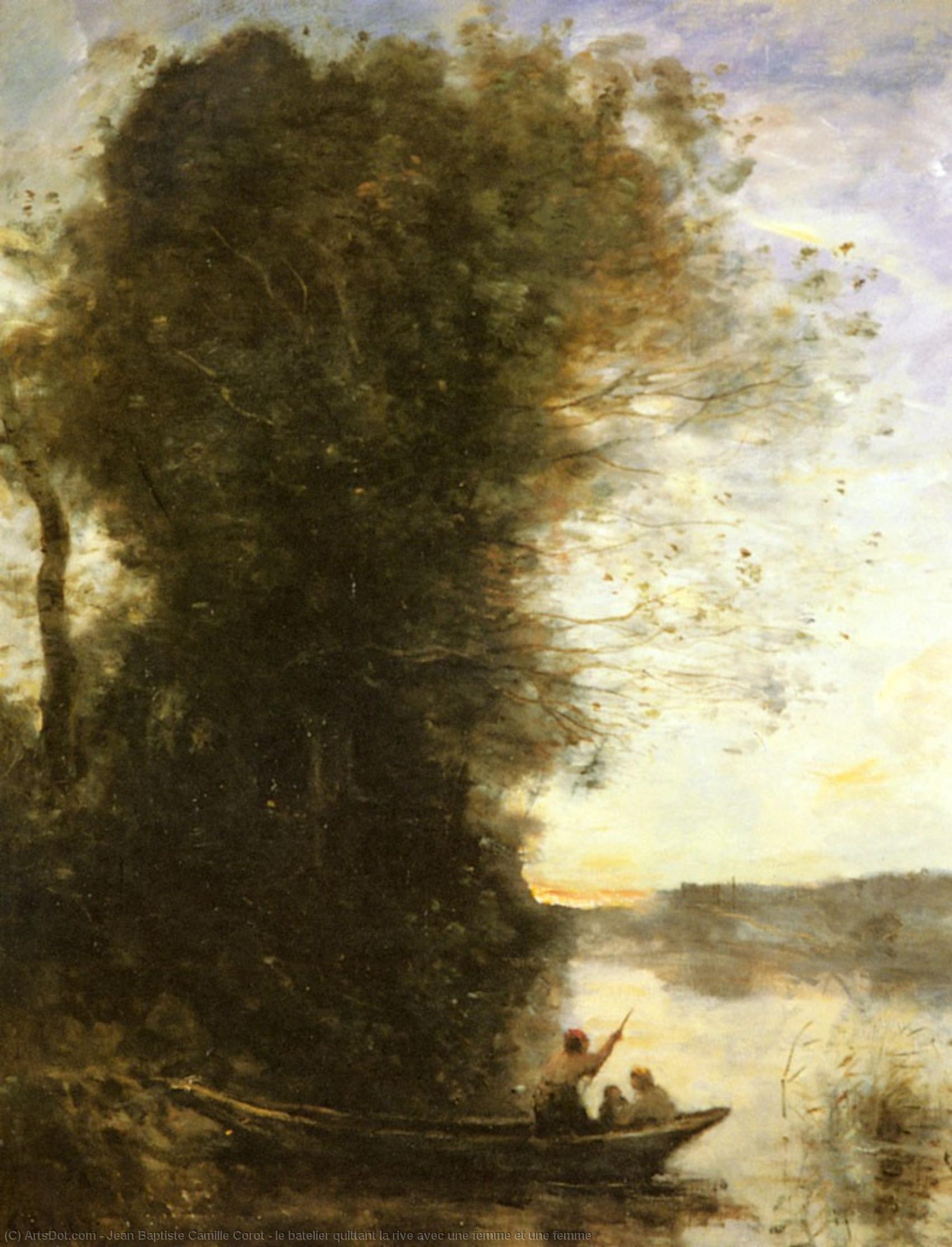 Le Batelier Quittant La Rive Avec Une Femme Et Une Femme — Žan-batist Kamil Korote