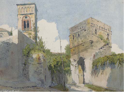A Gateway To An Italian Town, A Church Beyond — Thomas Hartley Cromek