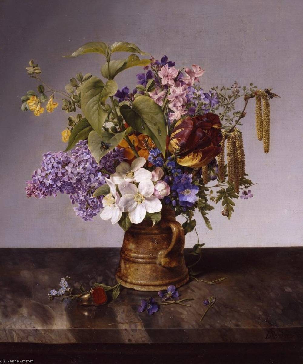Flowers In A Jug — Johann Wilhelm Preyer