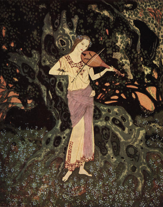 And There, Leaning Against A Moss-grown Crumbling Tree, Was A Spirit-like Being Out Of Another World! — Edmund Dulac
