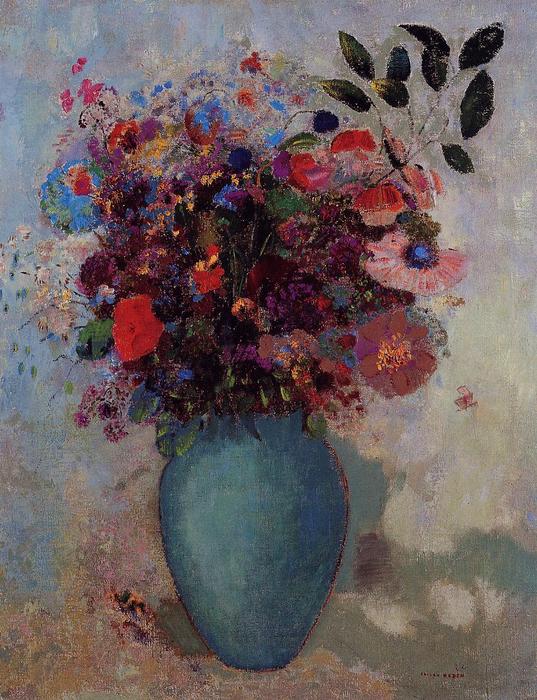 Flowers In A Turquoise Vase — Odilon Redon