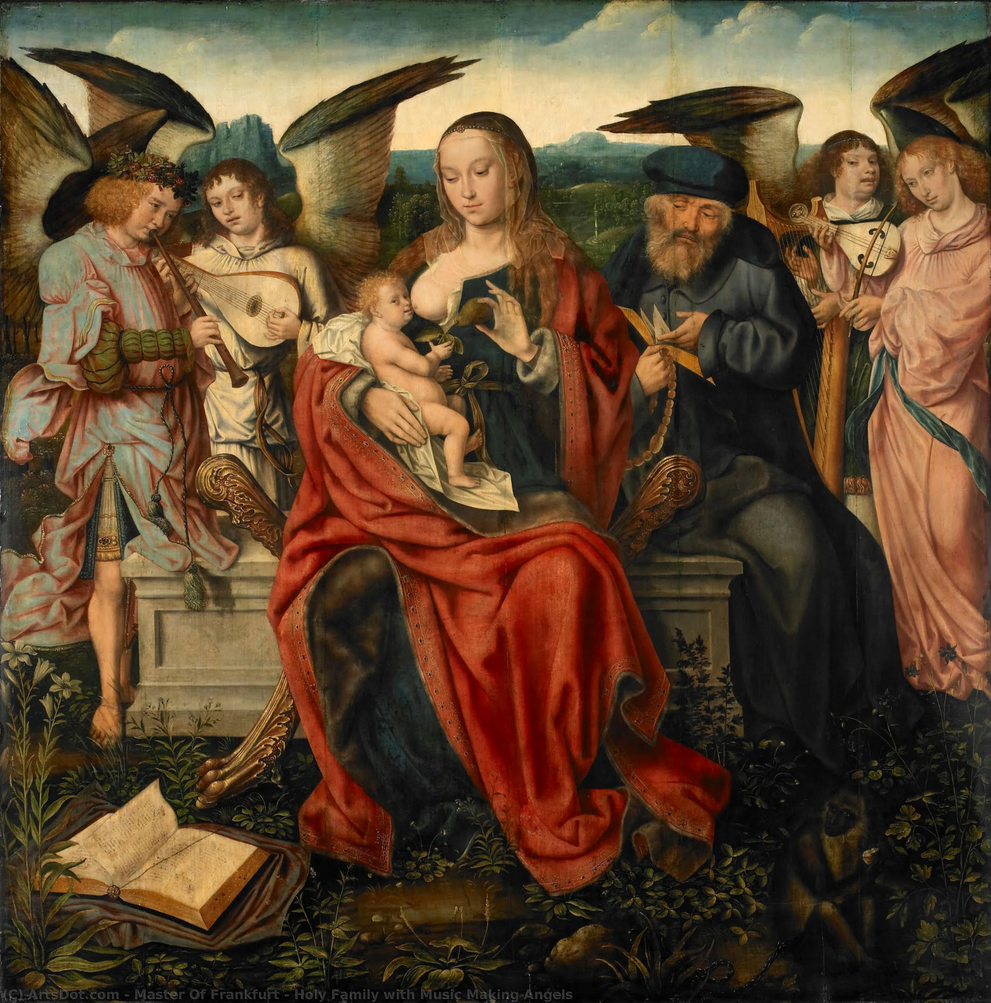Holy Family With Music Making Angels — Master Of Frankfurt