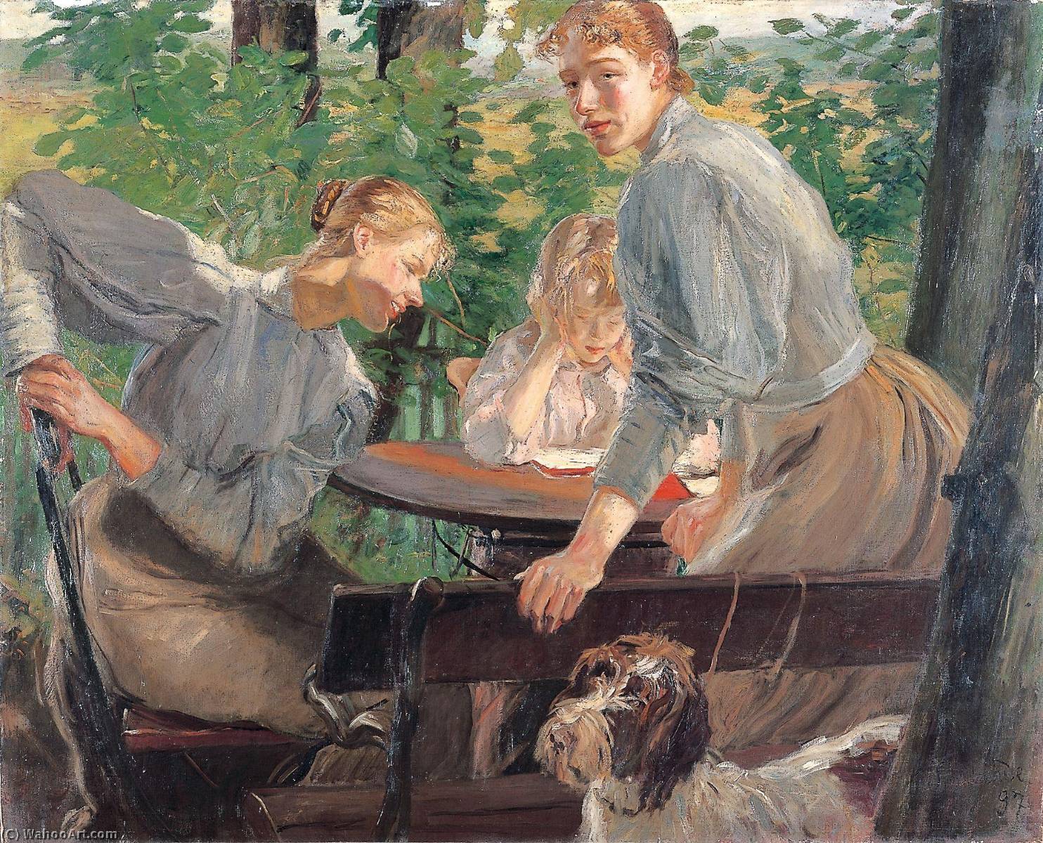 The Daughters Of The Artist In The Garden — Fritz Von Uhde