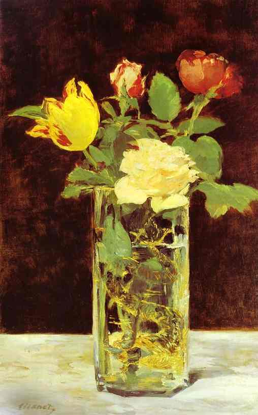 Roses And Tulips In A Vase — Édouard Manet