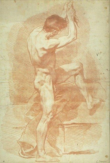 Naked Man Pulling A Rope — Charles-andré Van Loo