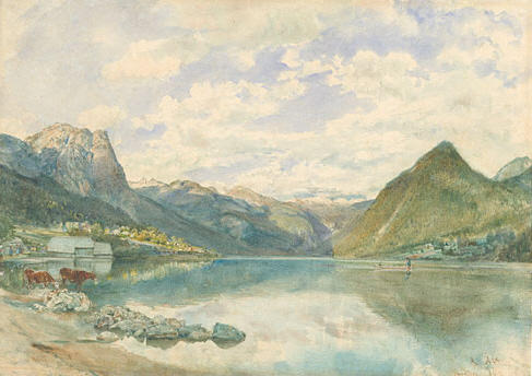 Mountain Landscape With The Grundlsee — Rudolf Von Alt