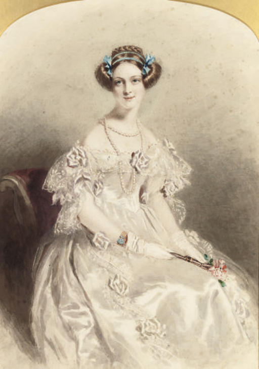 Portrait Of A Lady, Three-quarter-length, Dressed For A Ball — Alfred Edward Chalon