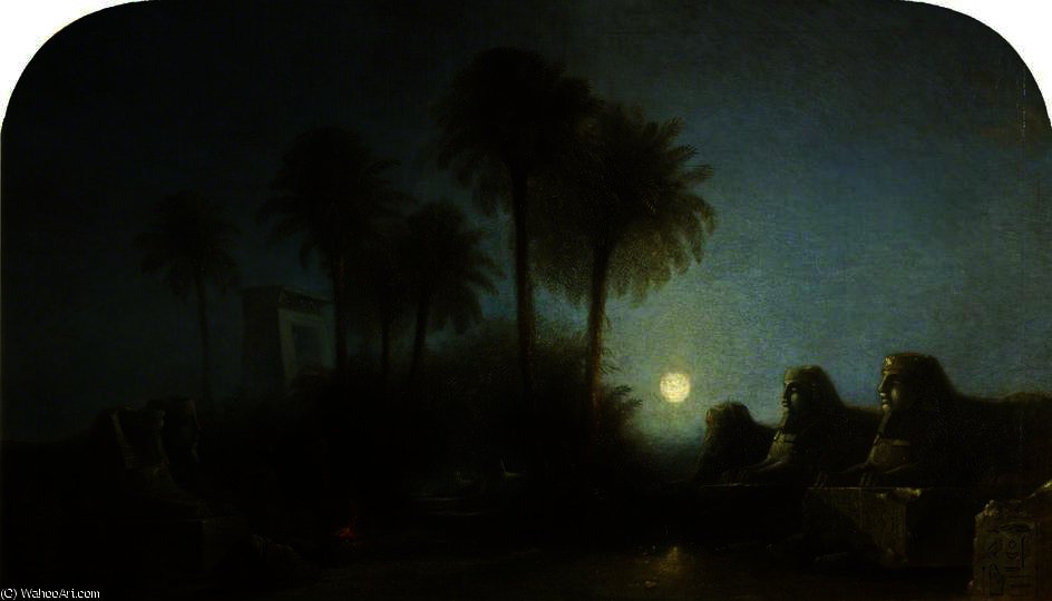Avenue Of Sphinxes, Moonlight, Thebes — William James Müller