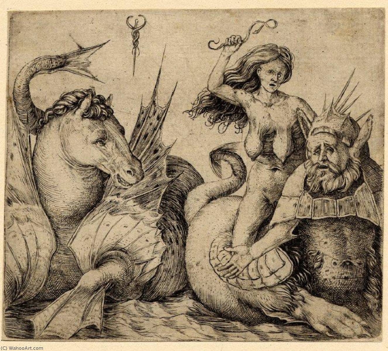 An Naked Old Woman Riding On A Triton — Jacopo Barbari