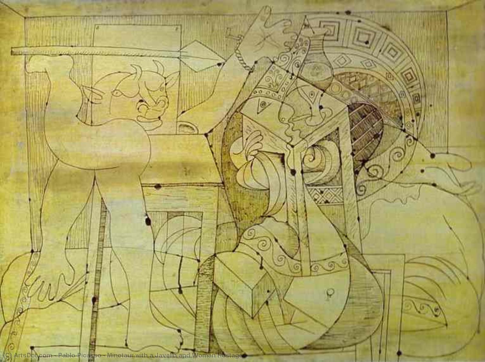 Minotaur With A Javelin And Woman Hostage — Pablo Picasso