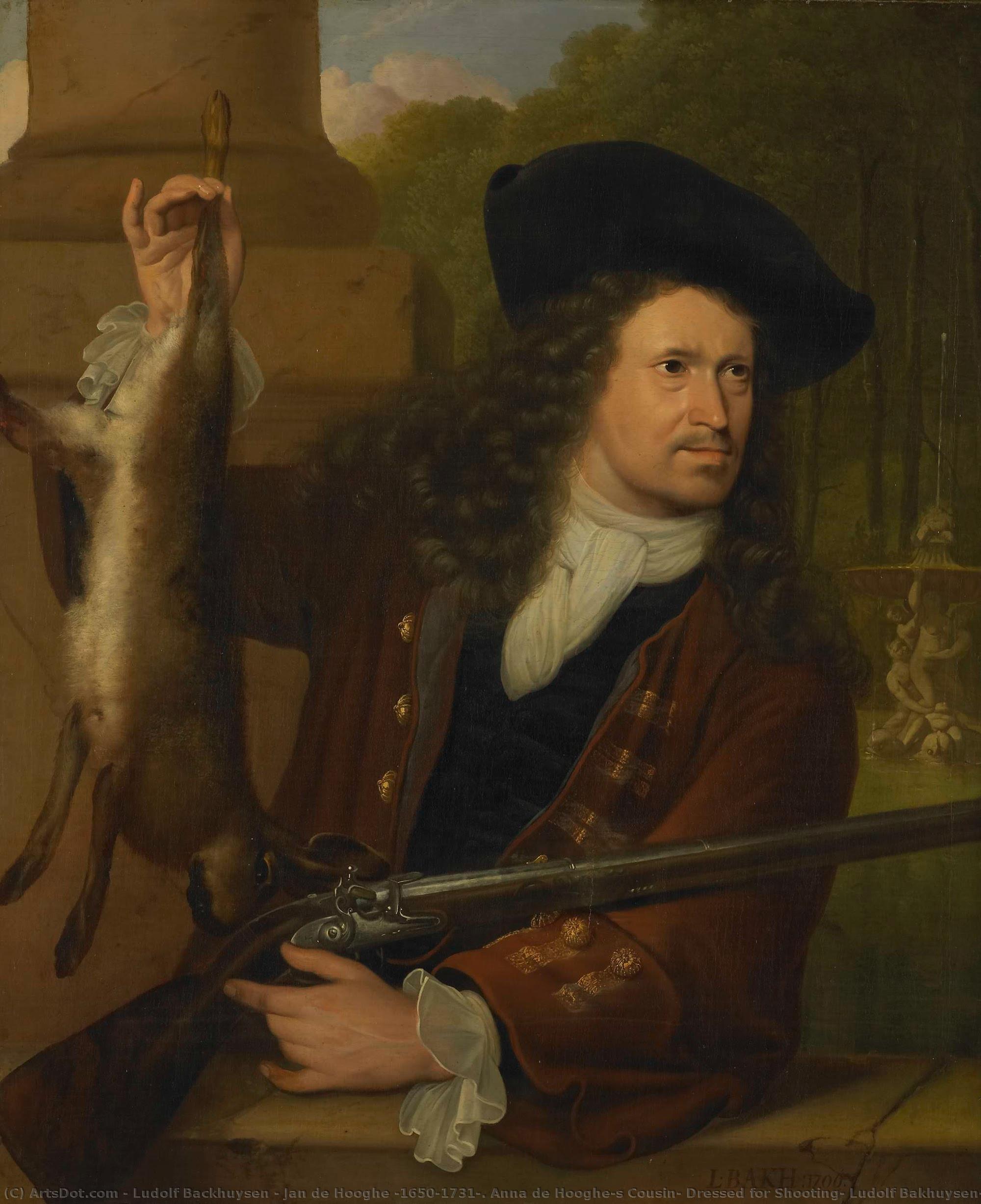 Jan De Hooghe (1650-1731). Anna De Hooghe"s Cousin, Dressed For Shooting, Ludolf Bakhuysen, 1700 — Ludolf Backhuysen