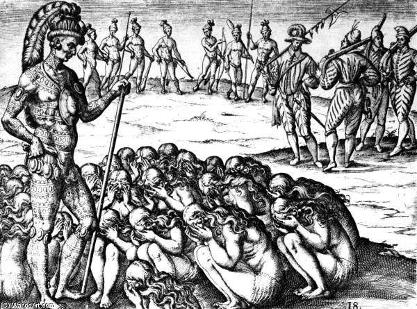 Grieving Widows Approach The Chief, — Teodoro De Bry