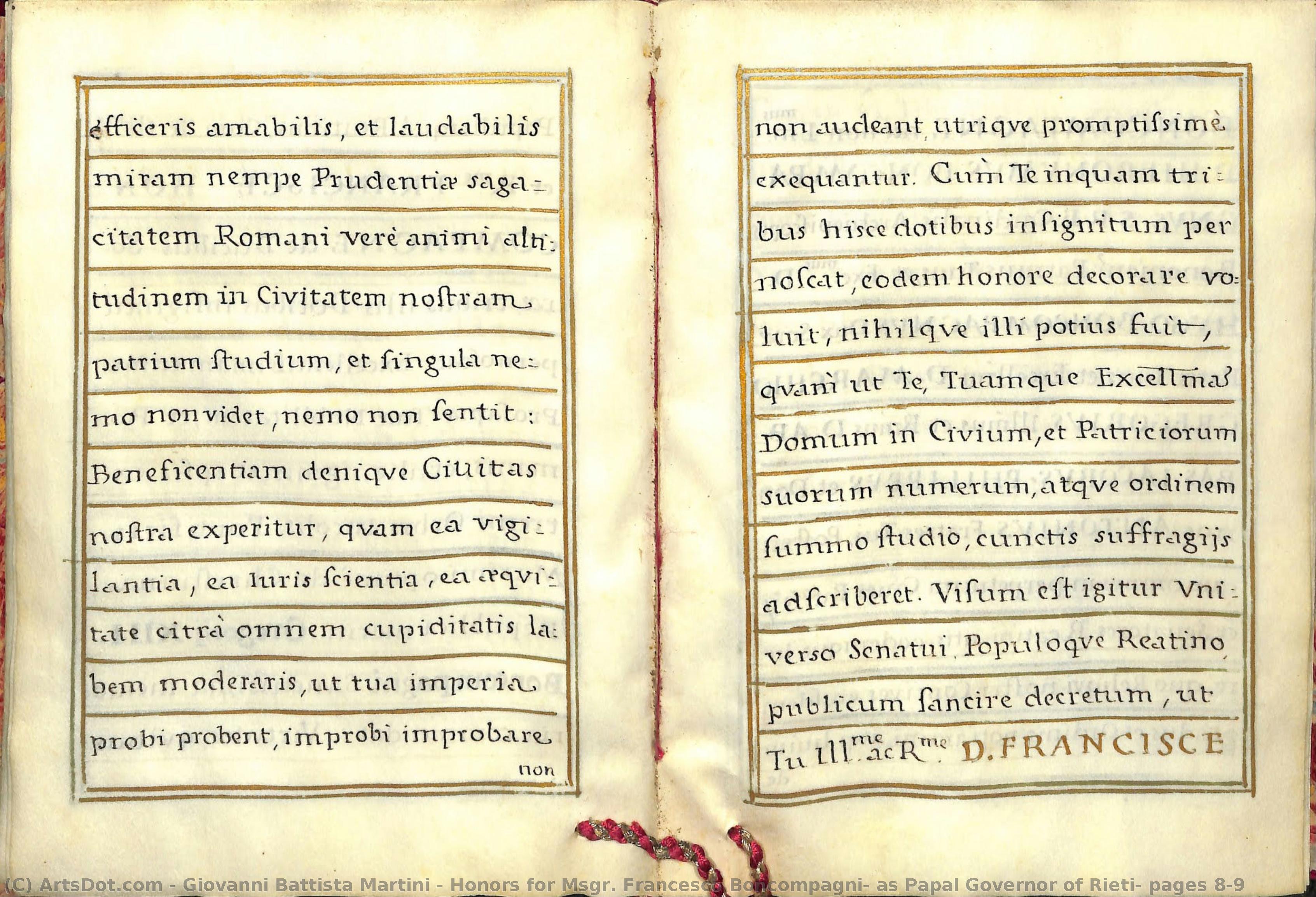 Honors For Msgr. Francesco Boncompagni, As Papal Governor Of Rieti: Pages 8-9 — Giovanni Battista Martini