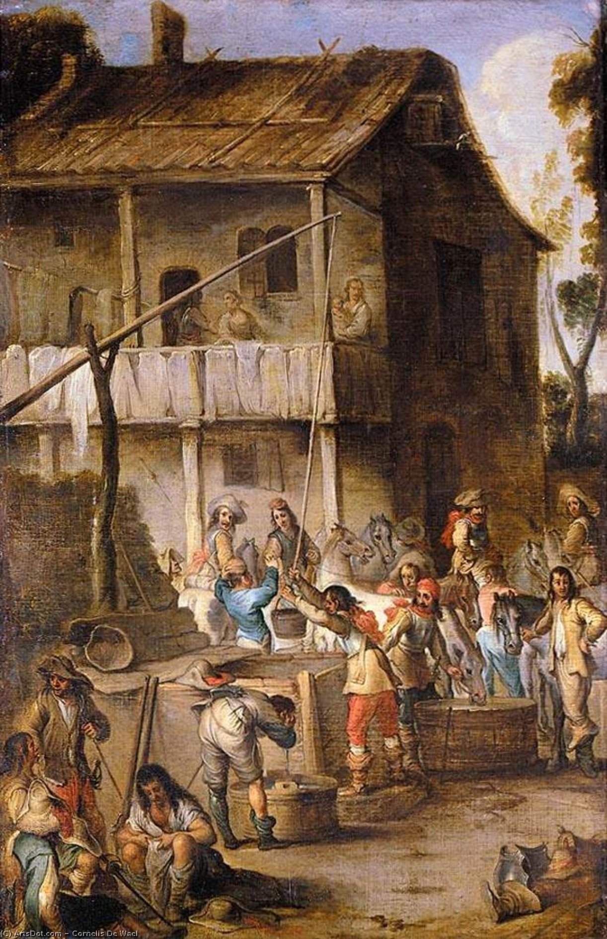 Soldiers Before A Tavern — Cornelis De Wael