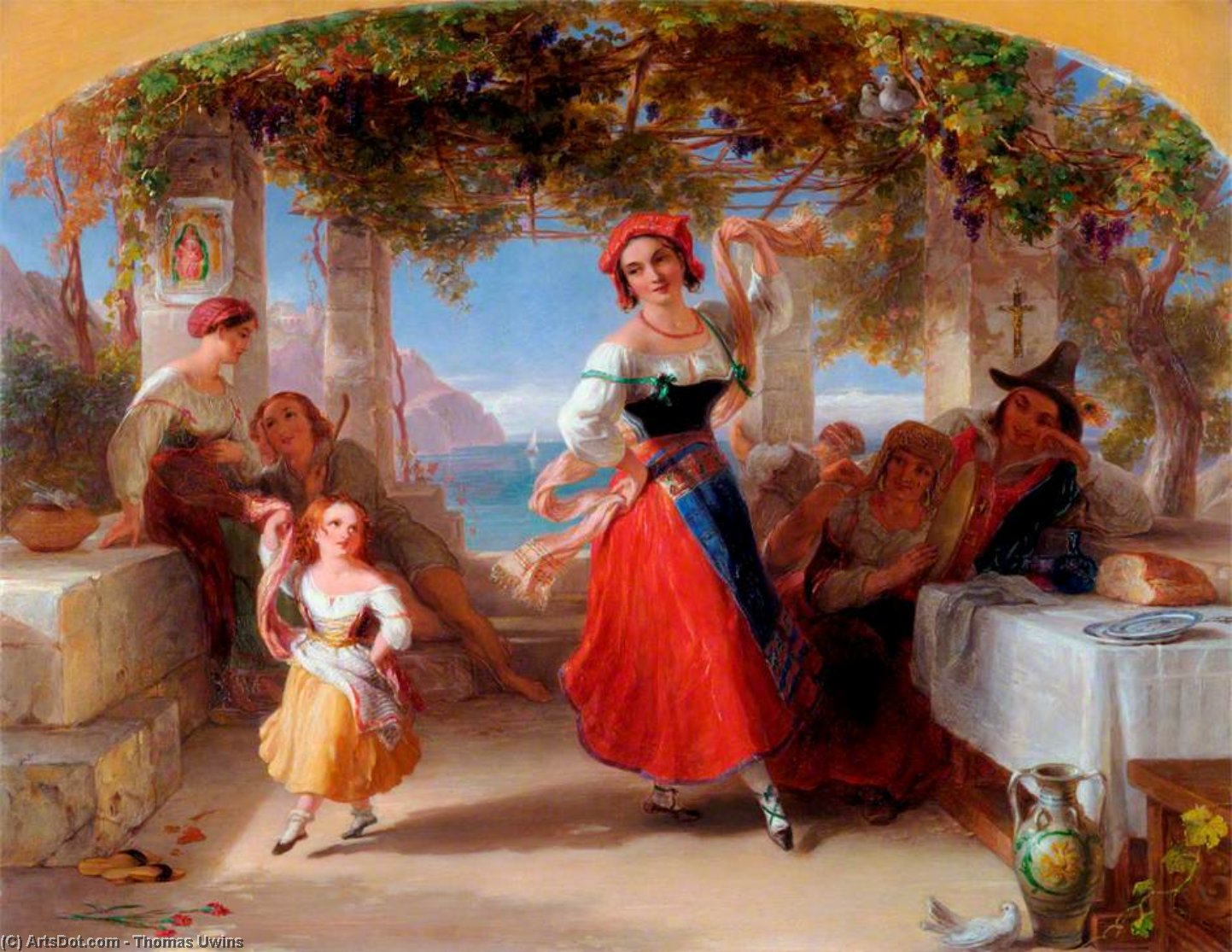 An Italian Mother Teaching Her Child The Tarantella — Thomas Uwins