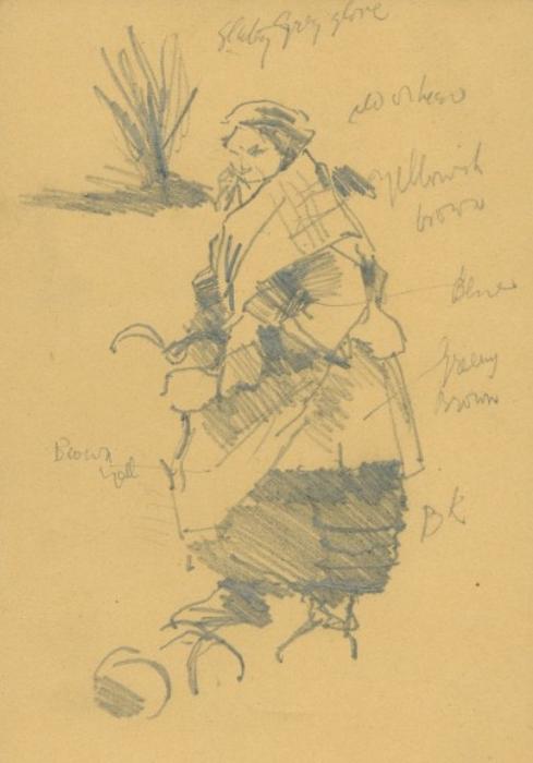 Study Of A Female Figure Wearing A Shawl — Sir George Clausen