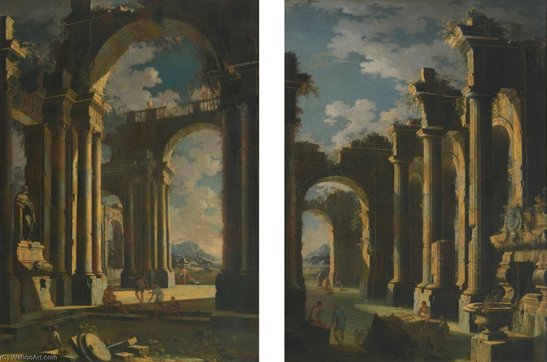 Architectural Capriccios A Pair — Leonardo Coccorante