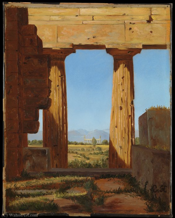 Columns Of The Temple Of Neptune At Paestum (1838) — Constantin Hansen