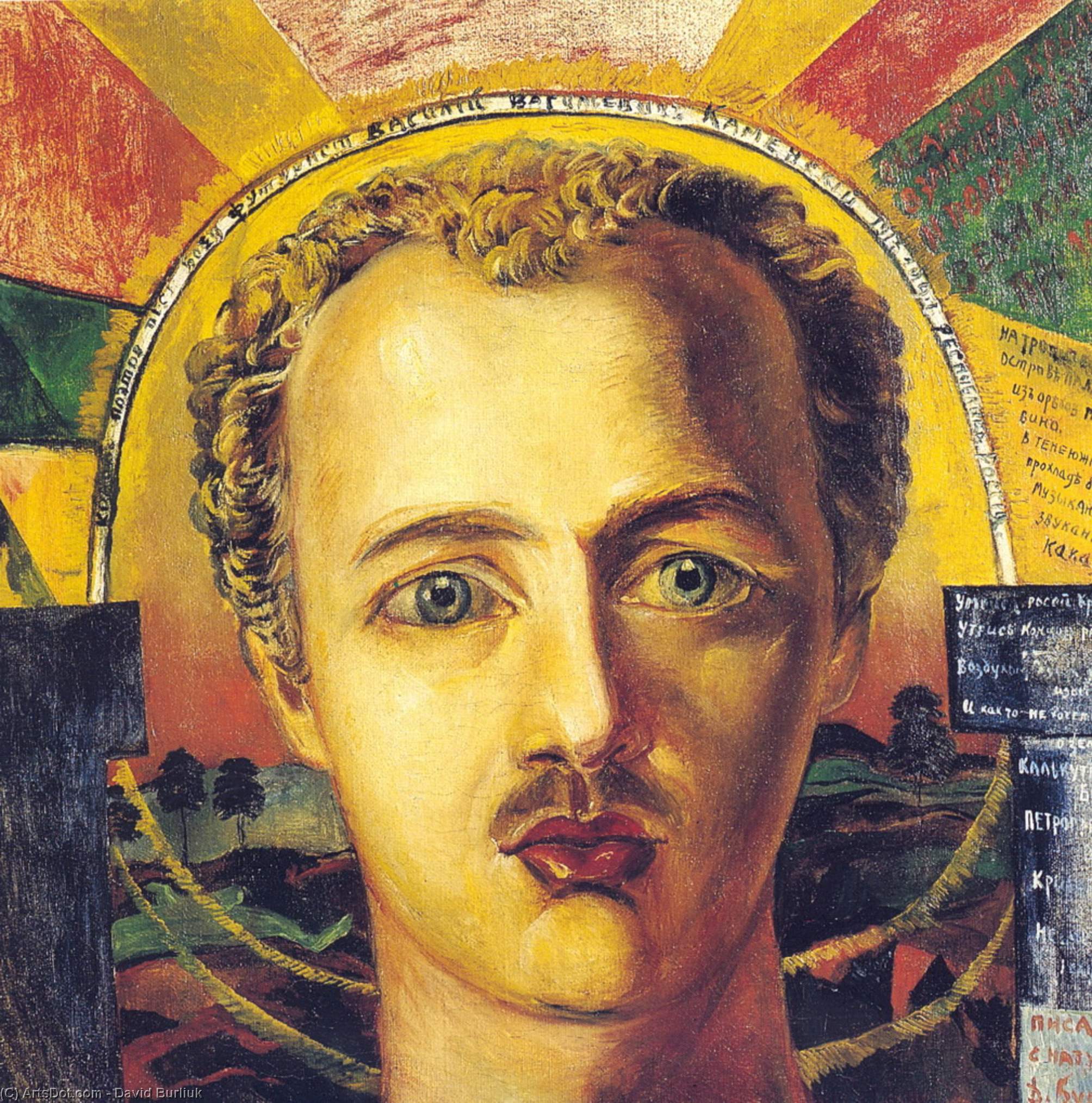Porträt Des Poeten-futuristen Wassili Kamenski — David Davidowitsch Burliuk