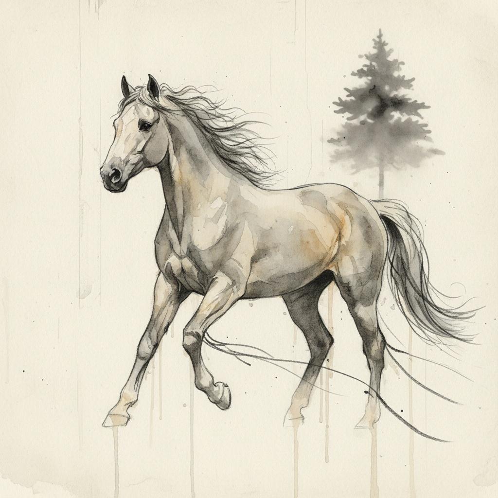 Ephemeral Motion In Sepia: A Solitary Spirit Amidst Fading Ink And Shadows — Christian Noiret