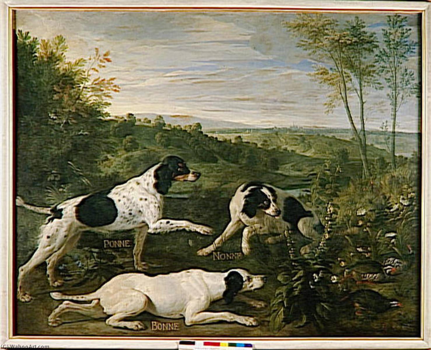 Bonne, Nonne Et Pomme, Chiennes De La Meute De Louis Xiv — Alexandre-françois Desportes
