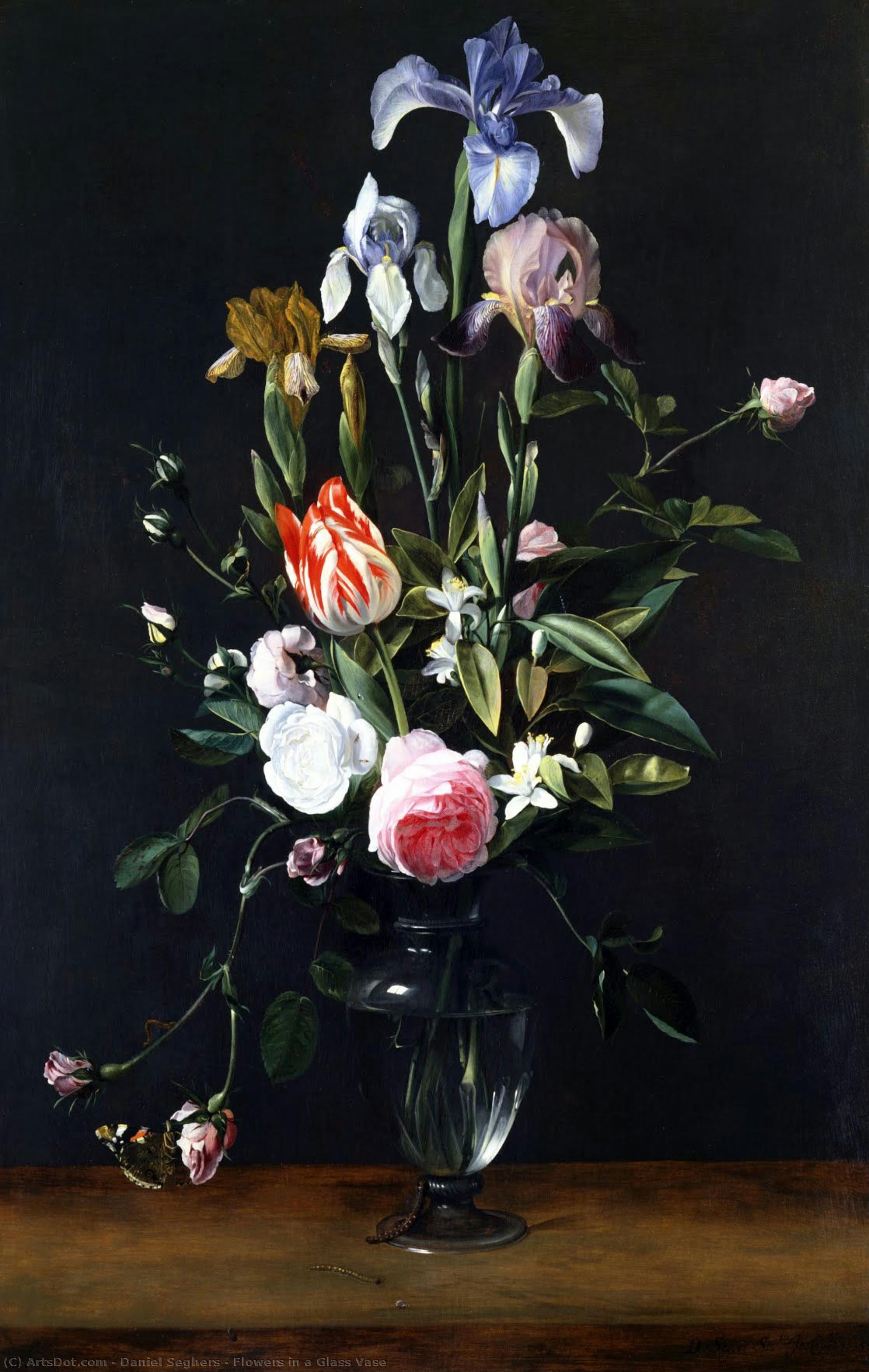 Flowers In A Glass Vase — Daniel Seghers