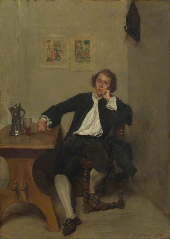 A Man In Black Smoking A Pipe — Jean-louis Ernest Meissonier