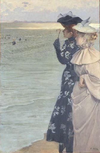 L'heure Du Bain Au Bord De La Mer — Ernest Ange Duez