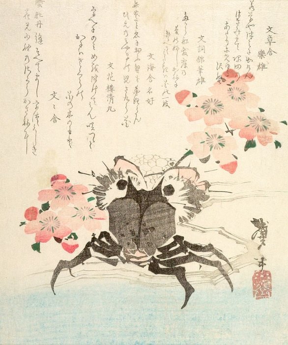 Crab And Flowers — Katsushika Hokusai