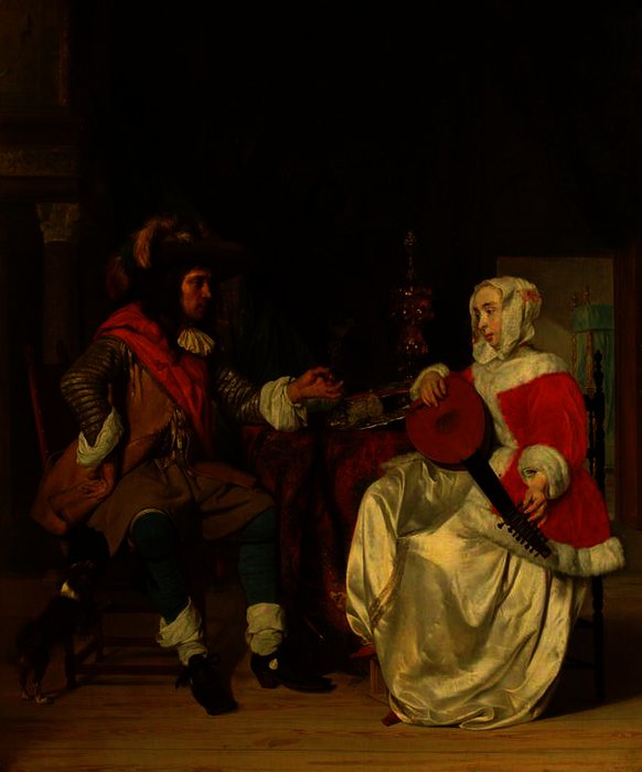 The Tête-à-tête - A Lady Playing A Lute, And A Cavalier — Gabriel Metsu
