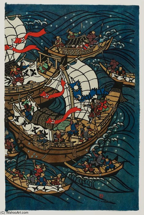 Naval Battle Between Genji And Heike — Tsukioka Yoshitoshi