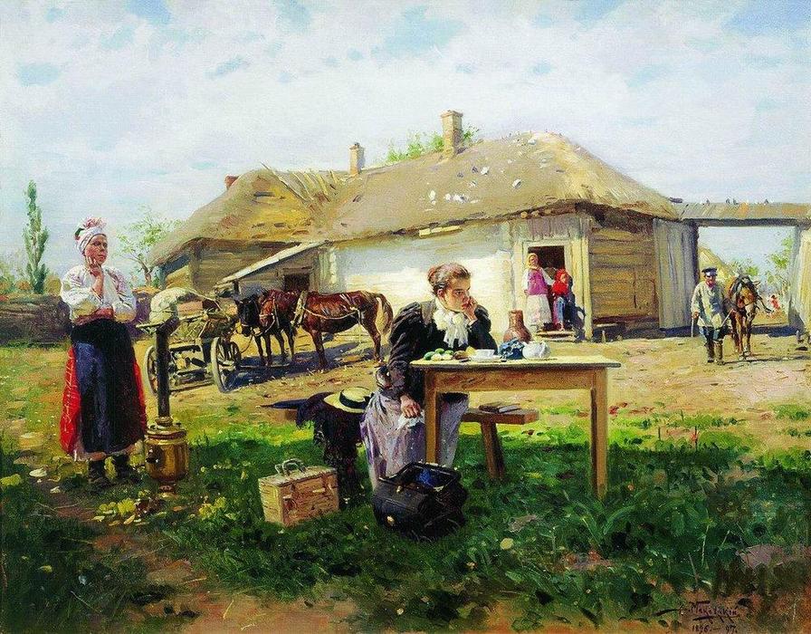 Arrival Of A School Mistress In The Countryside — Vladimir Yegorovich Makovsky