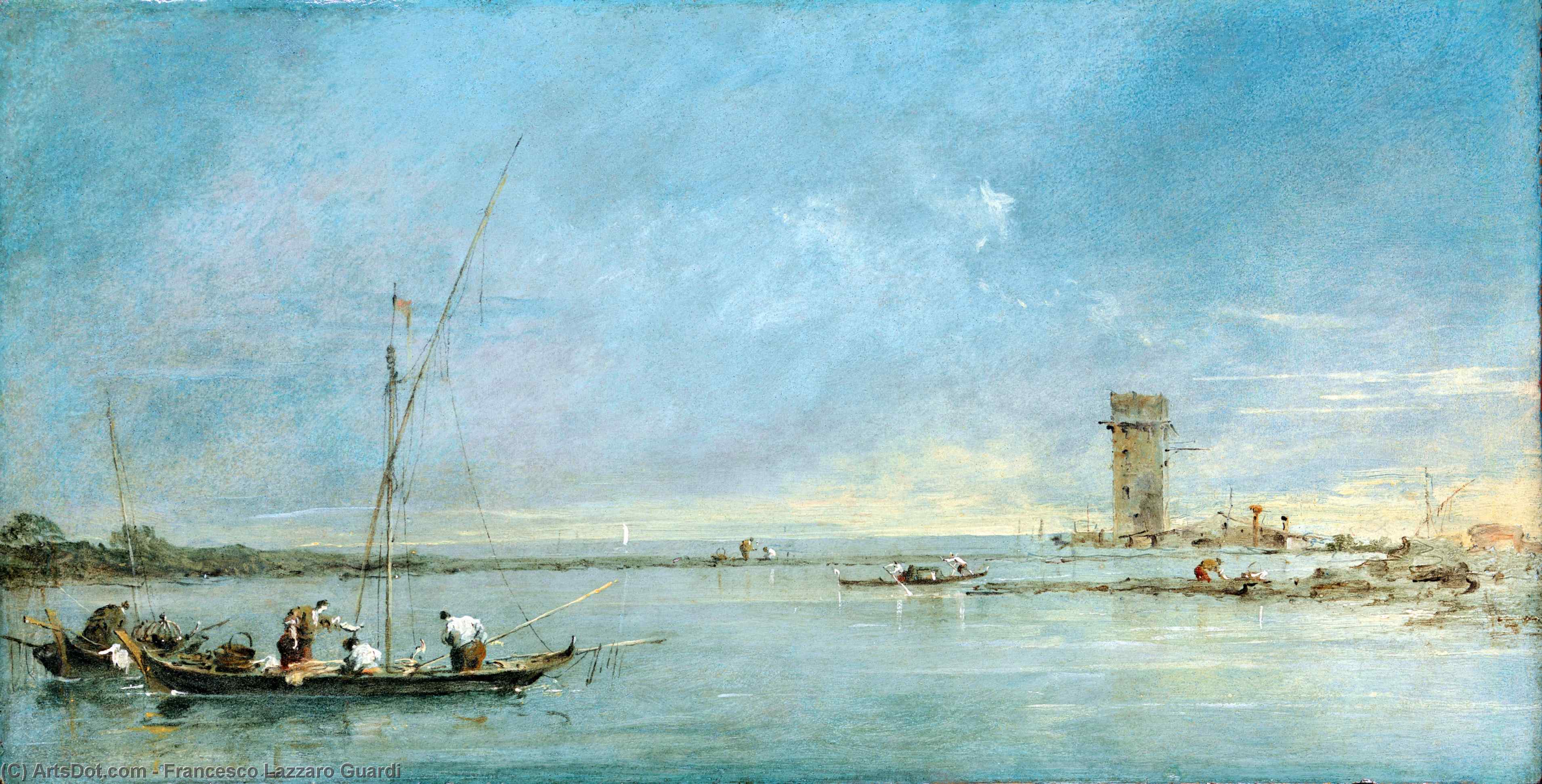 View Of The Venetian Lagoon With The Tower Of Malghera — Francesco Lazzaro Guardi