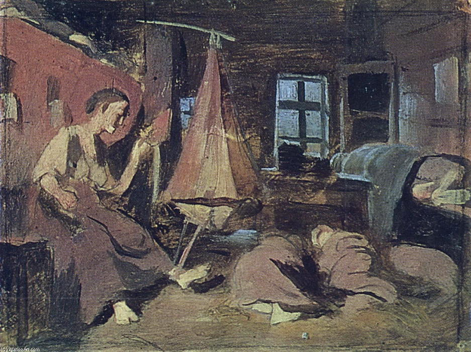 Night In The Hut. Sketch For 'sleeping Children' — Vasily Grigoryevich Perov