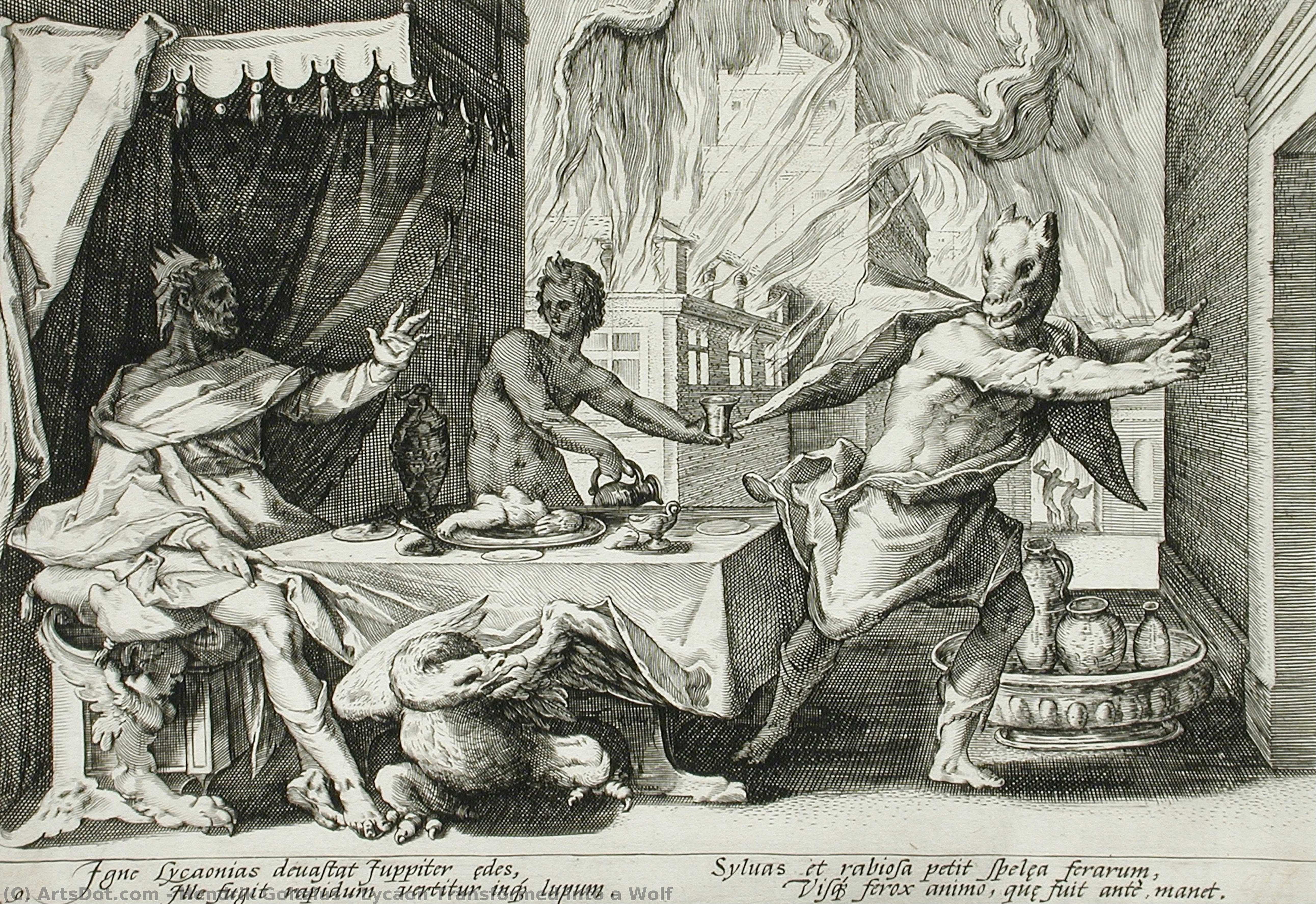 Lycaon Transformed Into A Wolf — Hendrik Goltzius