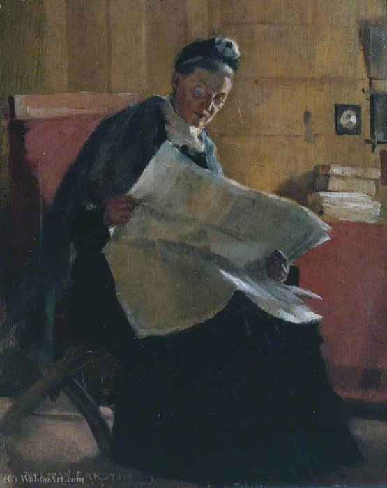 A Woman Reading A Newspaper — Norman Garstin