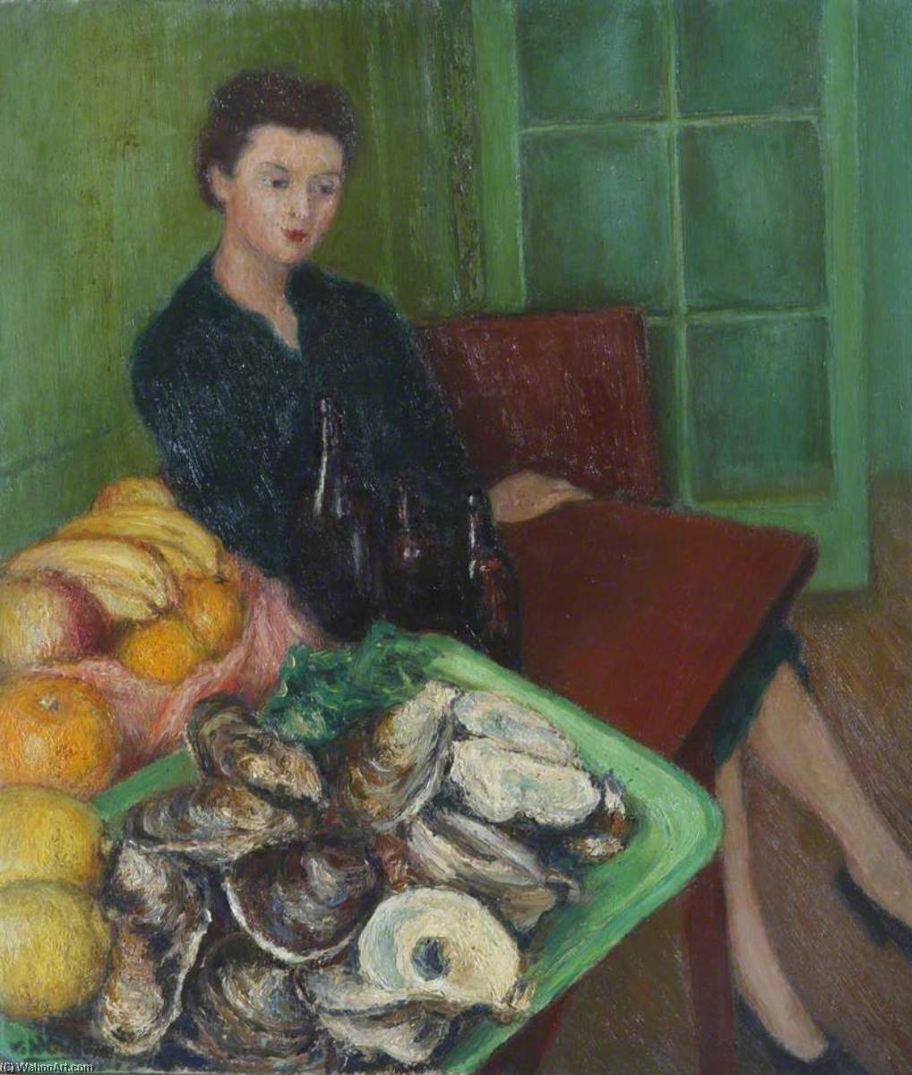 Lady In A Café With Oysters — Georges Van Houten