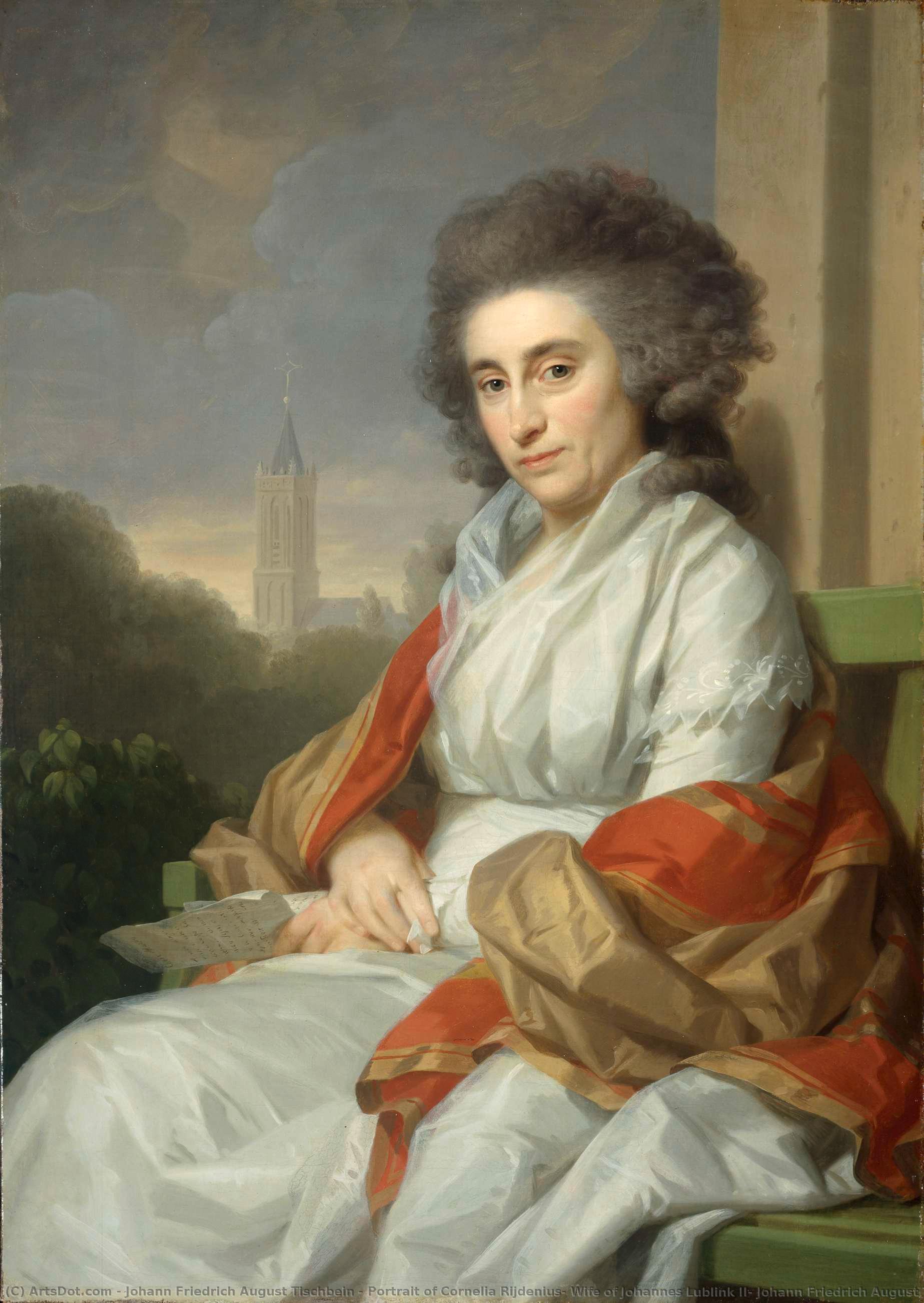 Portrait Of Cornelia Rijdenius, Wife Of Johannes Lublink Ii, Johann Friedrich August Tischbein, 1790 - 1795 — Johann Friedrich August Tischbein
