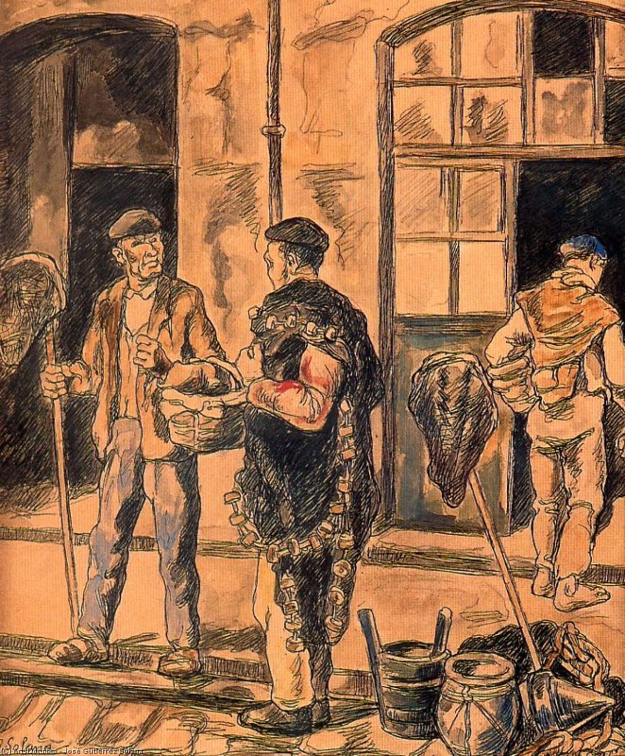 Marineros A La Puerta De Una Taberna — José Gutiérrez Solana