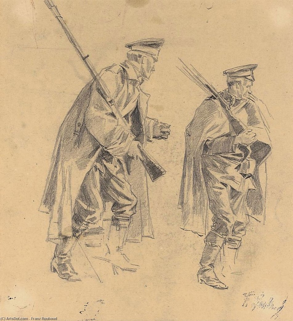 Study Of Soldiers For The Panorama The Defence Of Sevastopol — Franz Roubaud